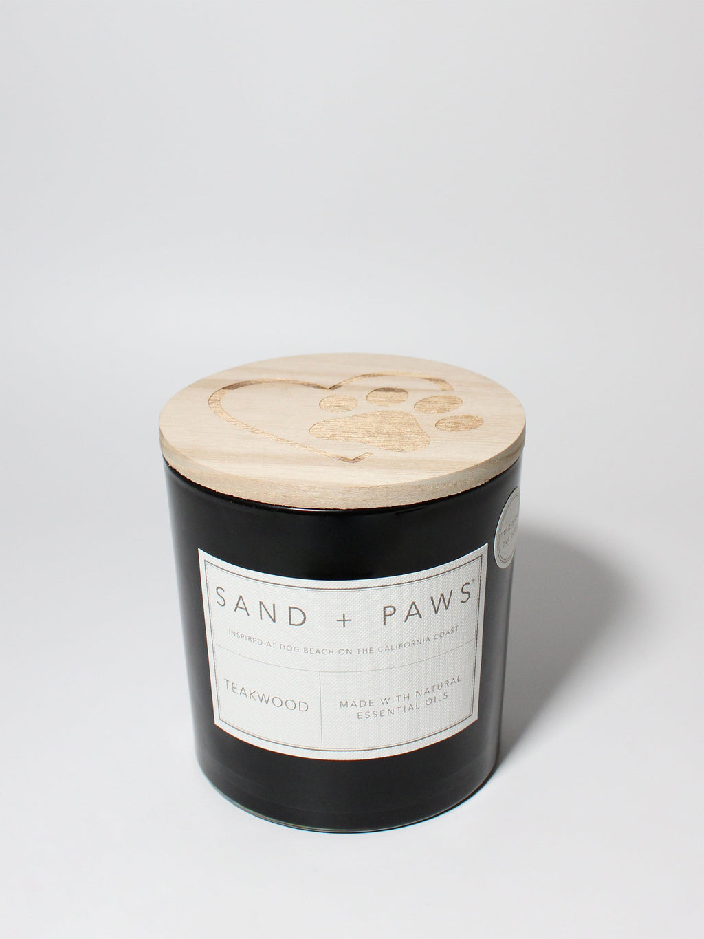 Cozy Sand + Paws Teakwood 21 oz scented candle