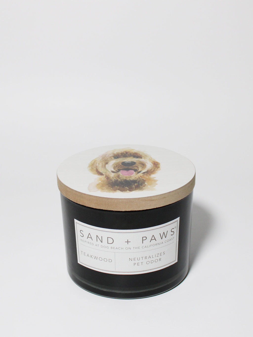 Cozy Sand + Paws Teakwood 12 oz scented candle