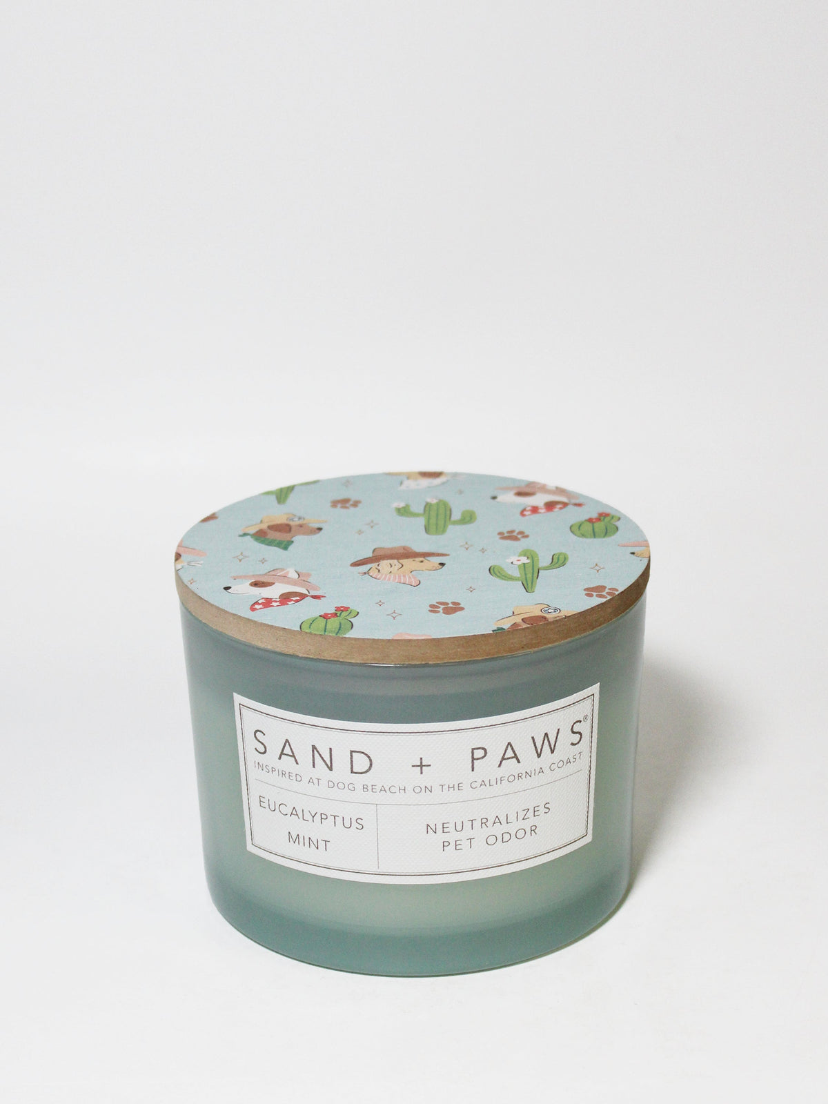 Cozy Sand + Paws Eucalyptus Mint 12 oz scented candle