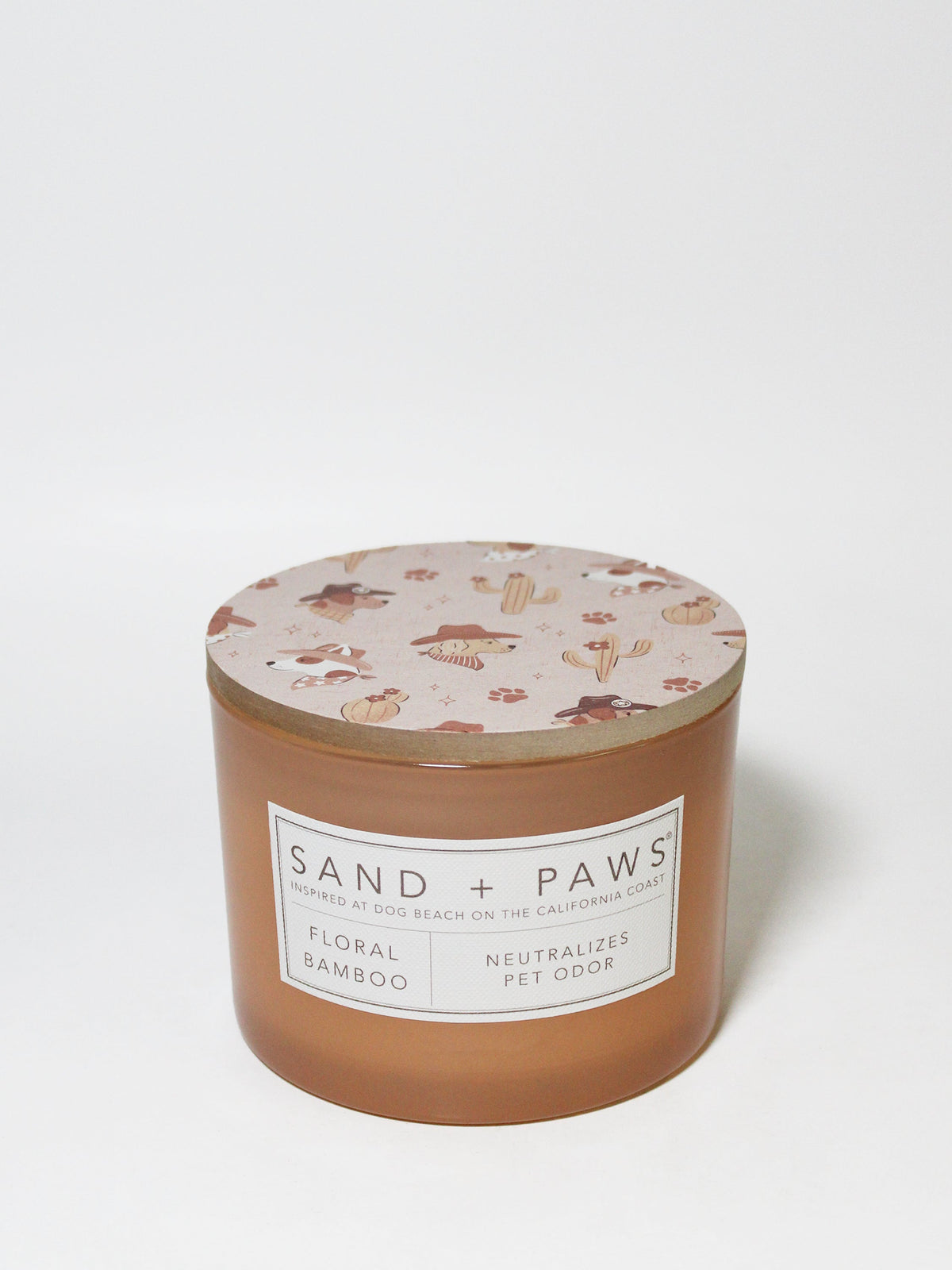 Cozy Sand + Paws Floral Bamboo 12 oz scented candle