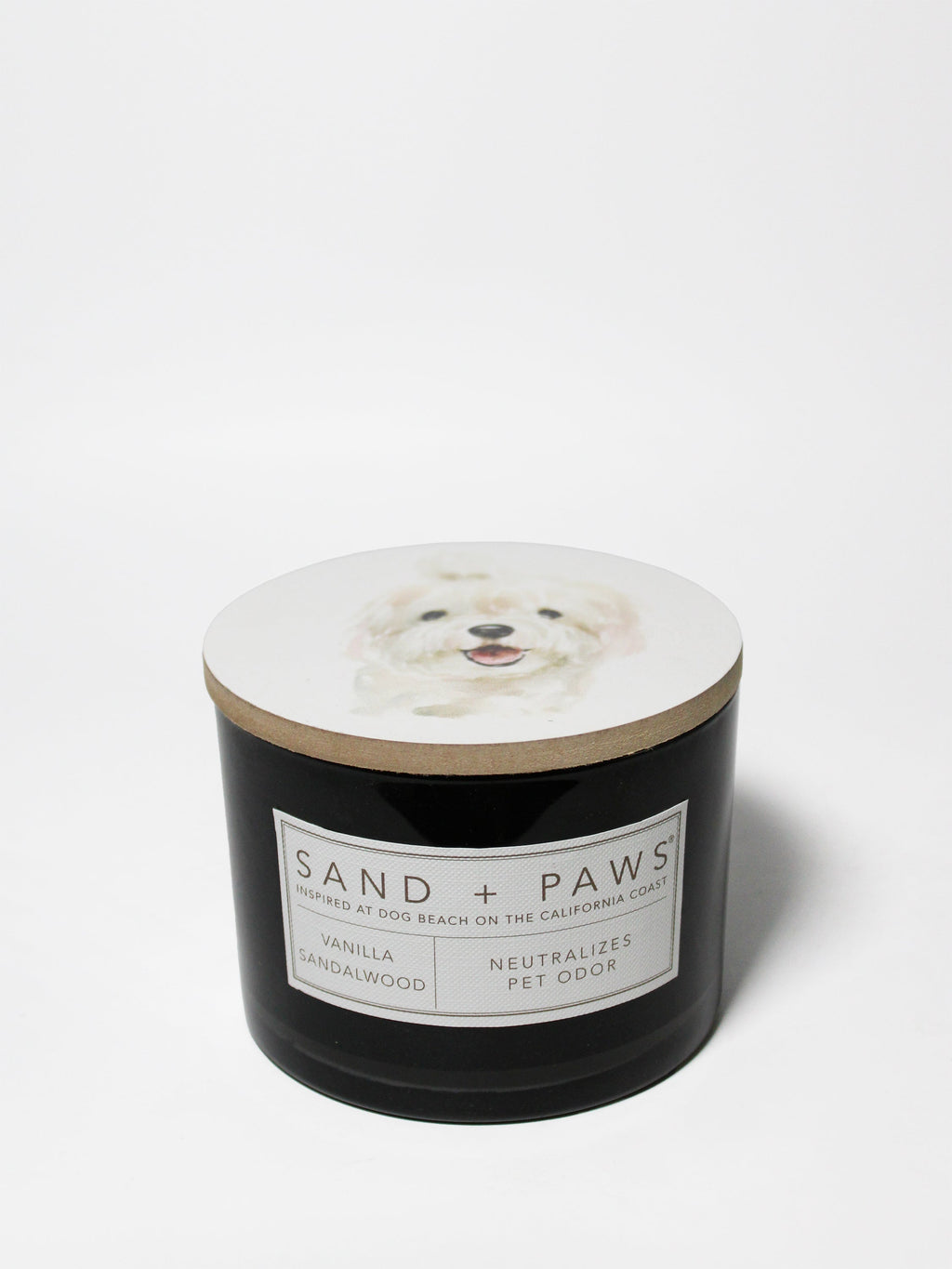Cozy Sand + Paws Vanilla Sandalwood 12 oz scented candle