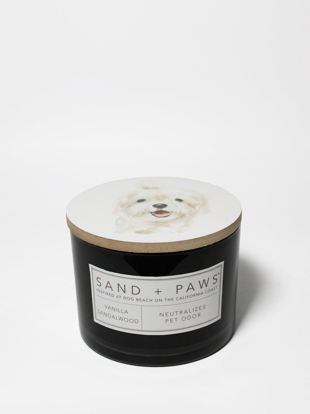 Cozy Sand + Paws Vanilla Sandalwood 12 oz scented candle