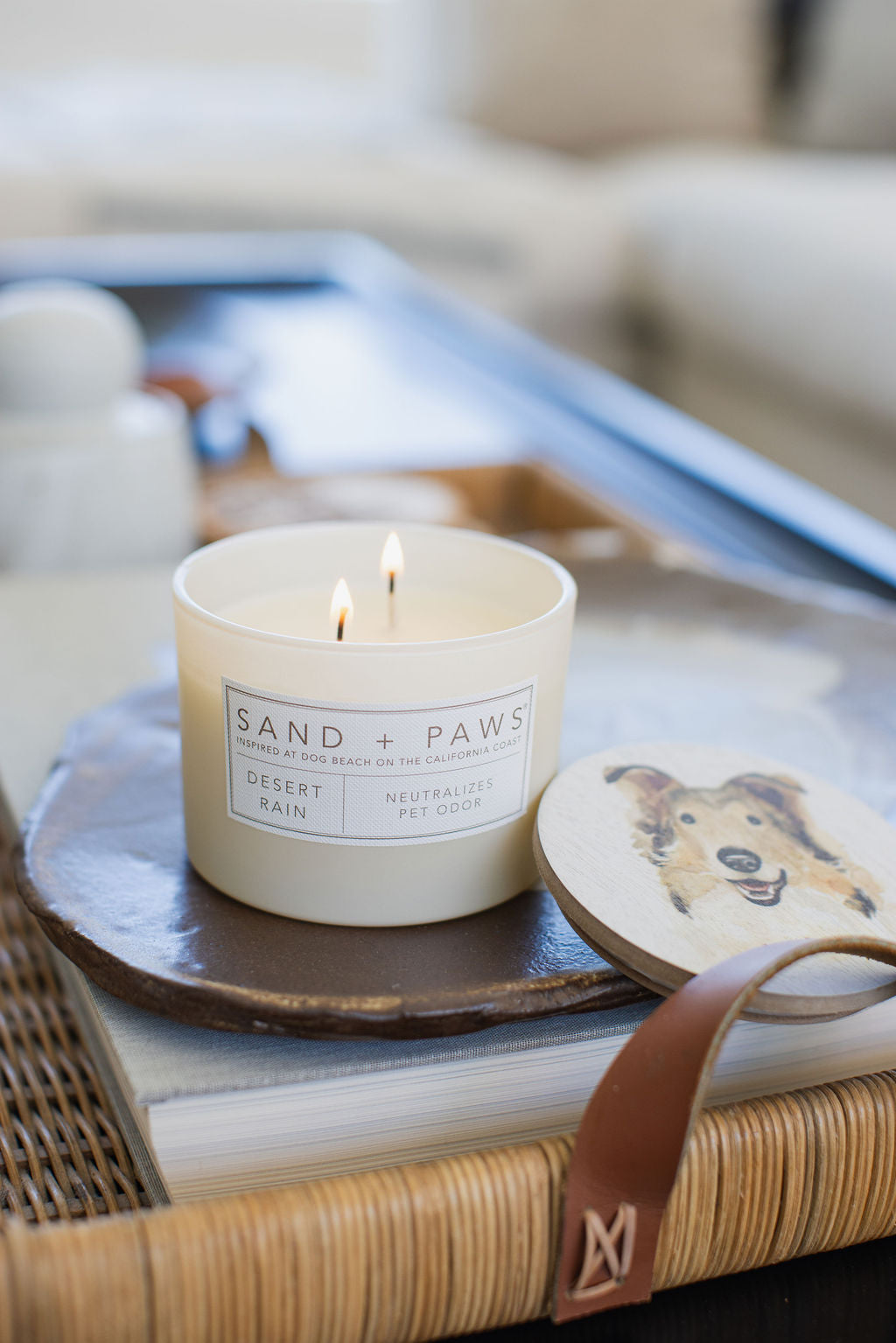 Cozy Sand + Paws Desert Rain 12 oz scented candle