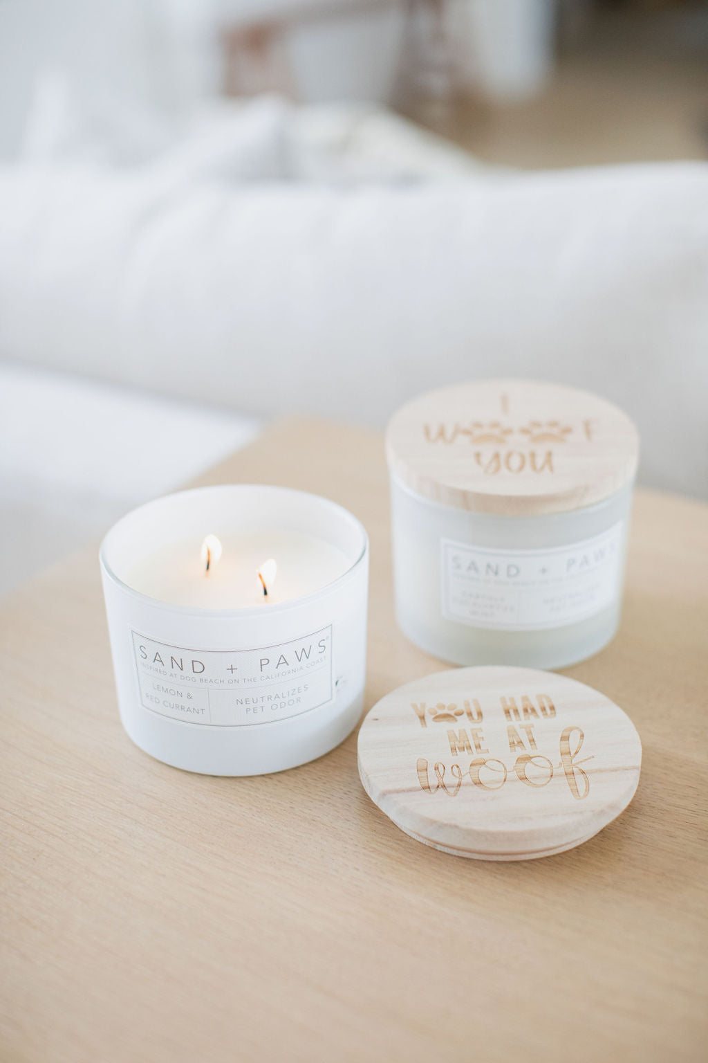 Cozy Sand + Paws Lemon & Red Currant 12 oz scented candle