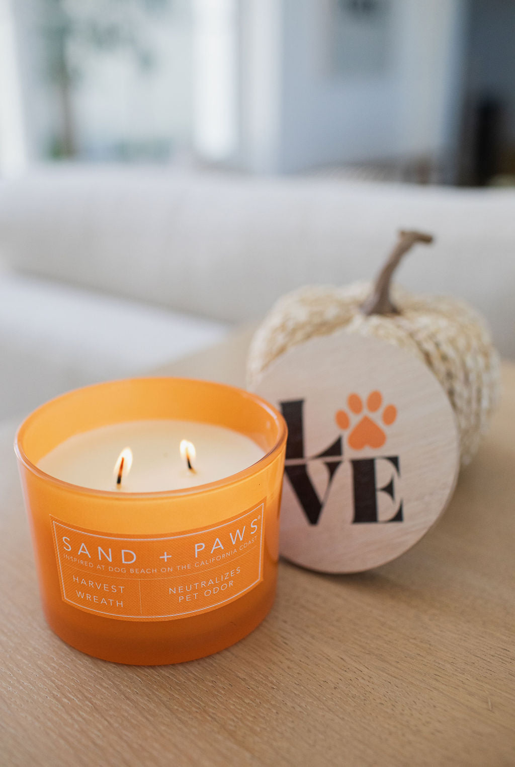 Cozy Sand + Paws Harvest Wreath 12 oz scented candle