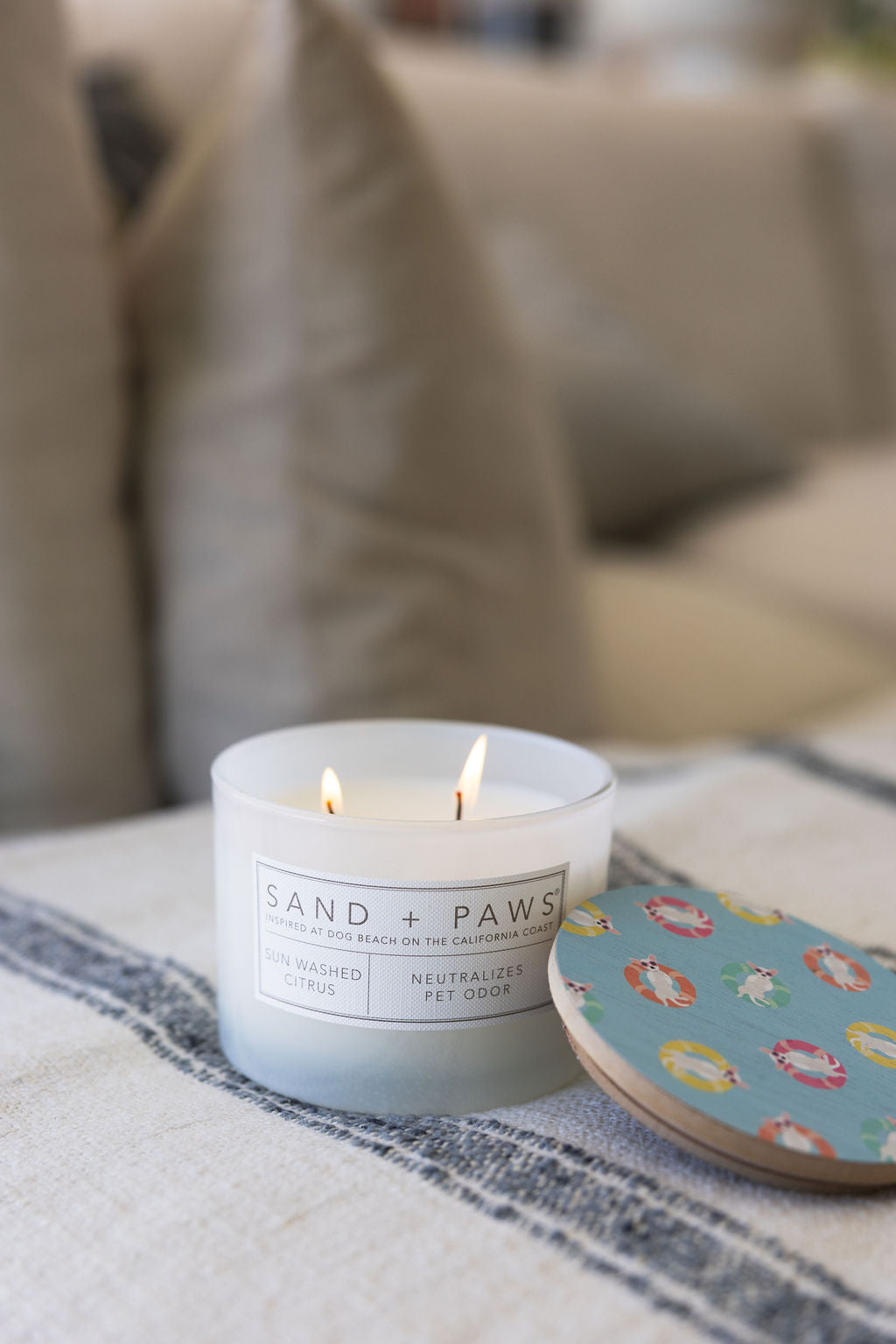 Cozy Sand + Paws Sun Washed Citrus 12 oz scented candle
